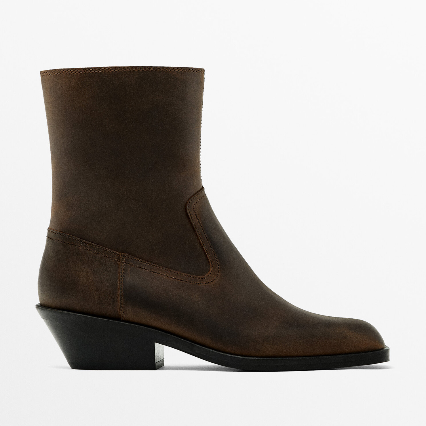 Полусапоги Massimo Dutti Heeled Square-toe Ankle, коричневый джинсы женские massimo dutti размер 40
