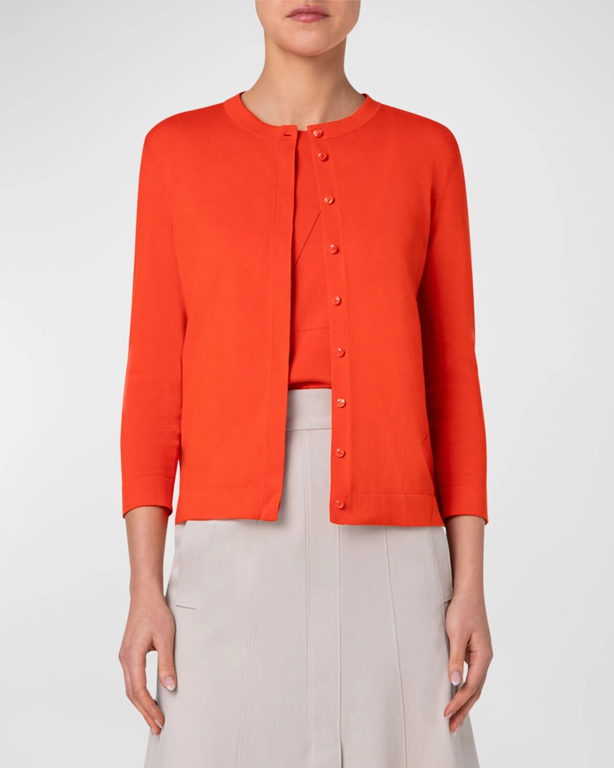 

Вязаный кардиган Sea Island с мережкой Akris, цвет Poppy