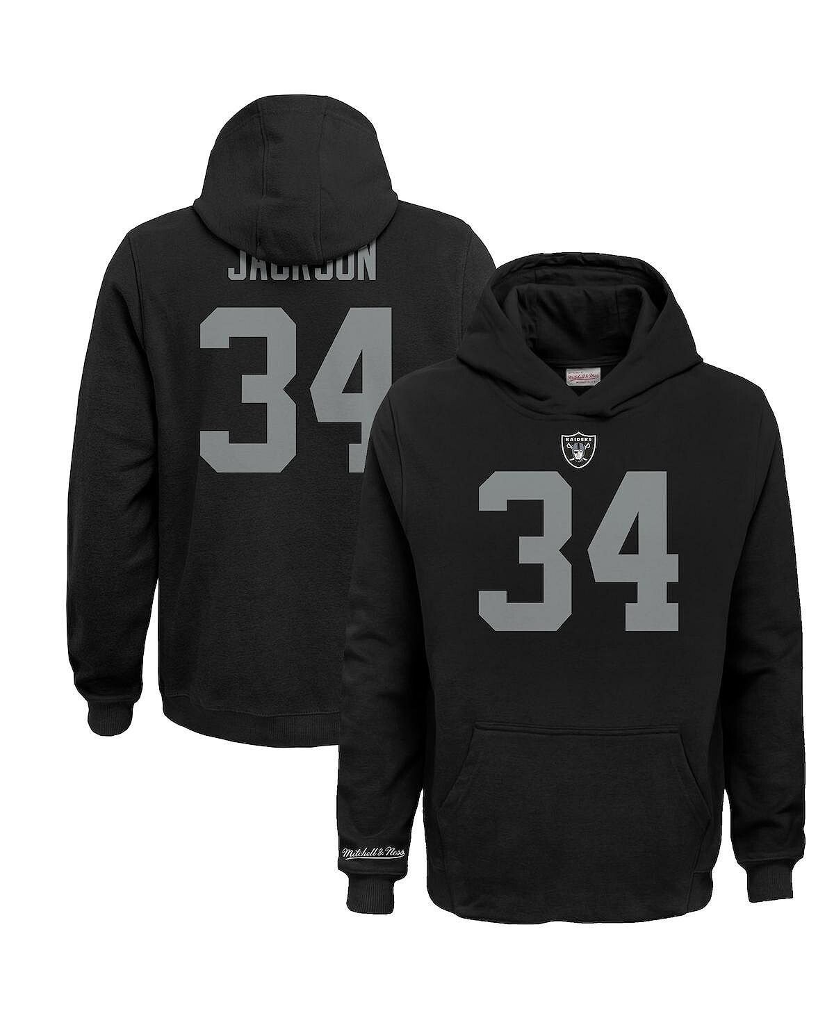 

Черный пуловер с капюшоном Big Boys Bo Jackson Las Vegas Raiders, имя и номер игрока в отставке Mitchell & Ness