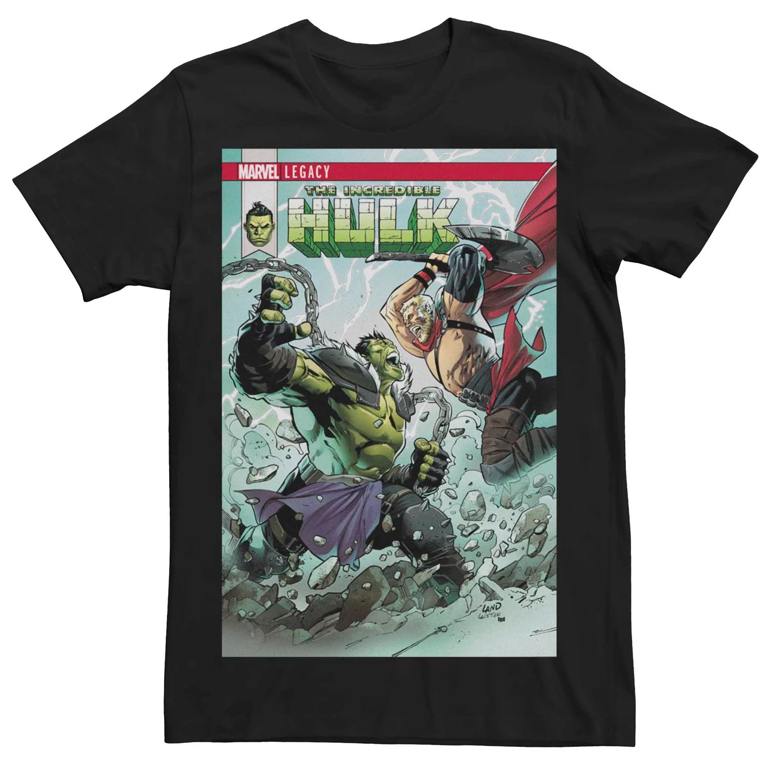 Мужская футболка с обложкой комиксов Marvel Legacy Hulk vs Thor Licensed Character