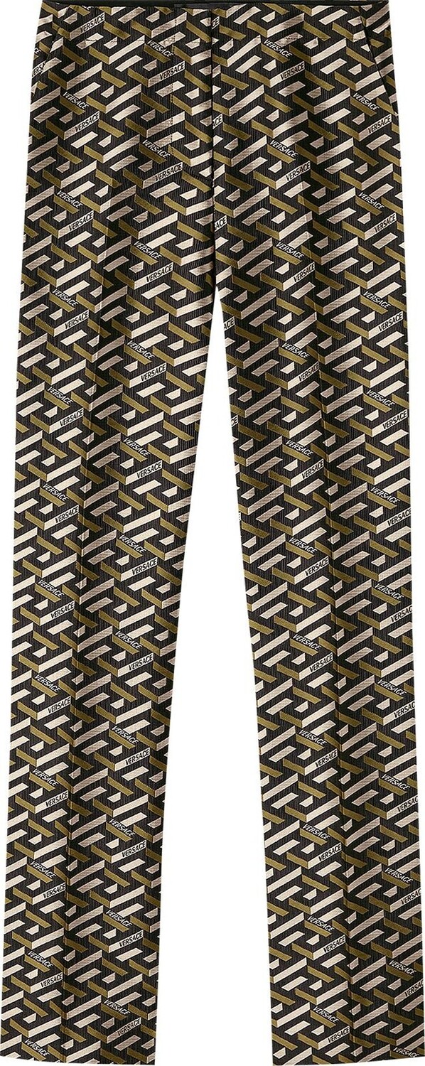 

Брюки Versace Monogram Jacquard Pants 'Black/Khaki', черный