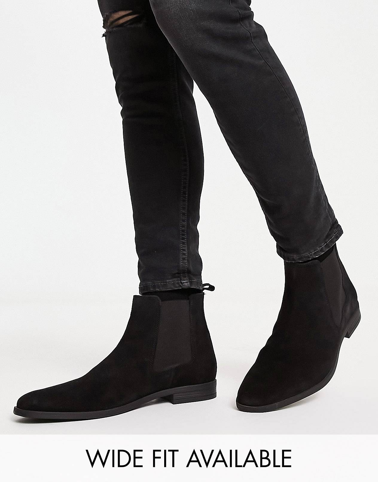 Черные замшевые ботинки челси с черной подошвой ASOS DESIGN черные замшевые лоферы с кисточками и натуральной подошвой asos design