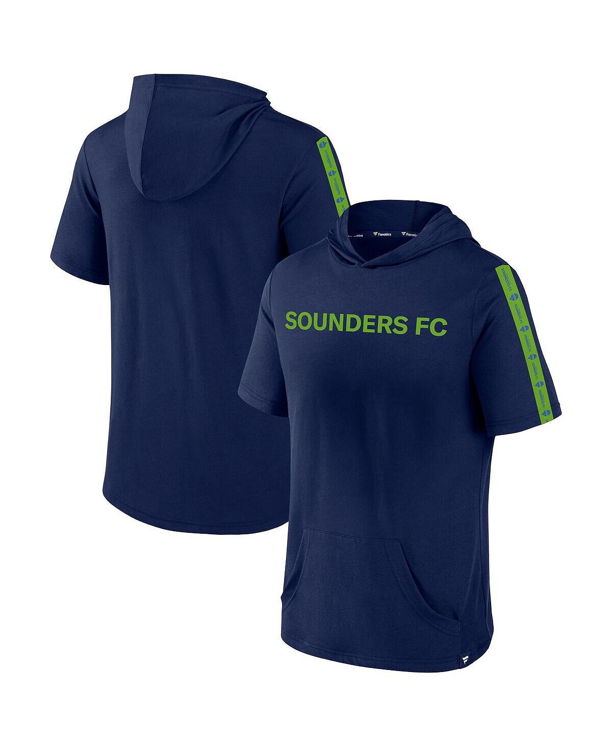 

Мужская фирменная синяя толстовка с короткими рукавами seattle sounders fc definitive victory pullover hoodie Fanatics, синий