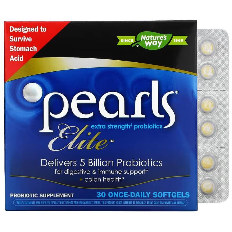 Pearls Elite пробиотик с повышенной силой действия Nature's Way, 30 капсул nature s way probiotic pearls complete пробиотик 90 капсул