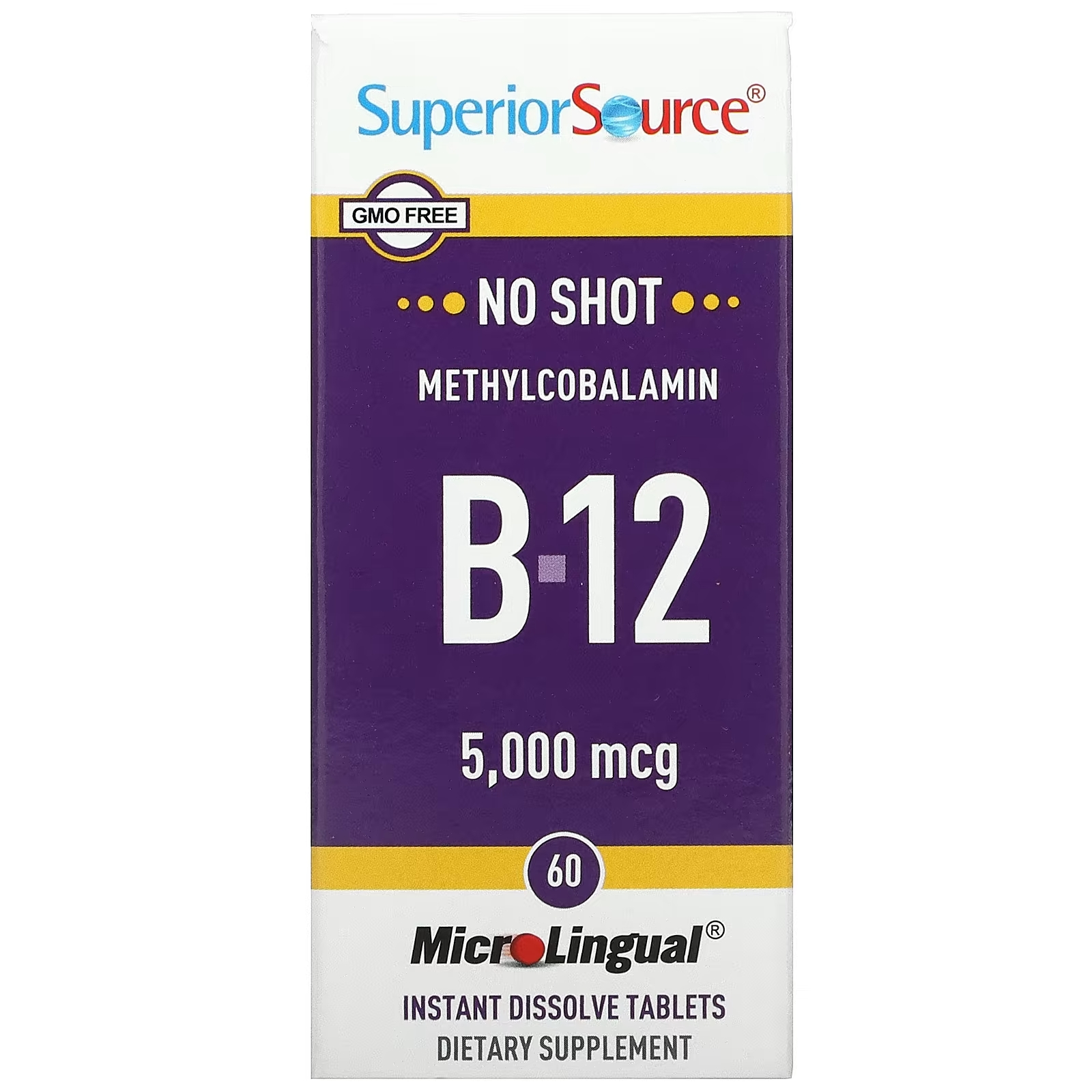 Superior Source метилкобаламин B12 5000 мкг, 60 быстрорастворимых таблеток superior source метилкобаламин b12 10 000 мкг 30 быстрорастворимых таблеток microlingual