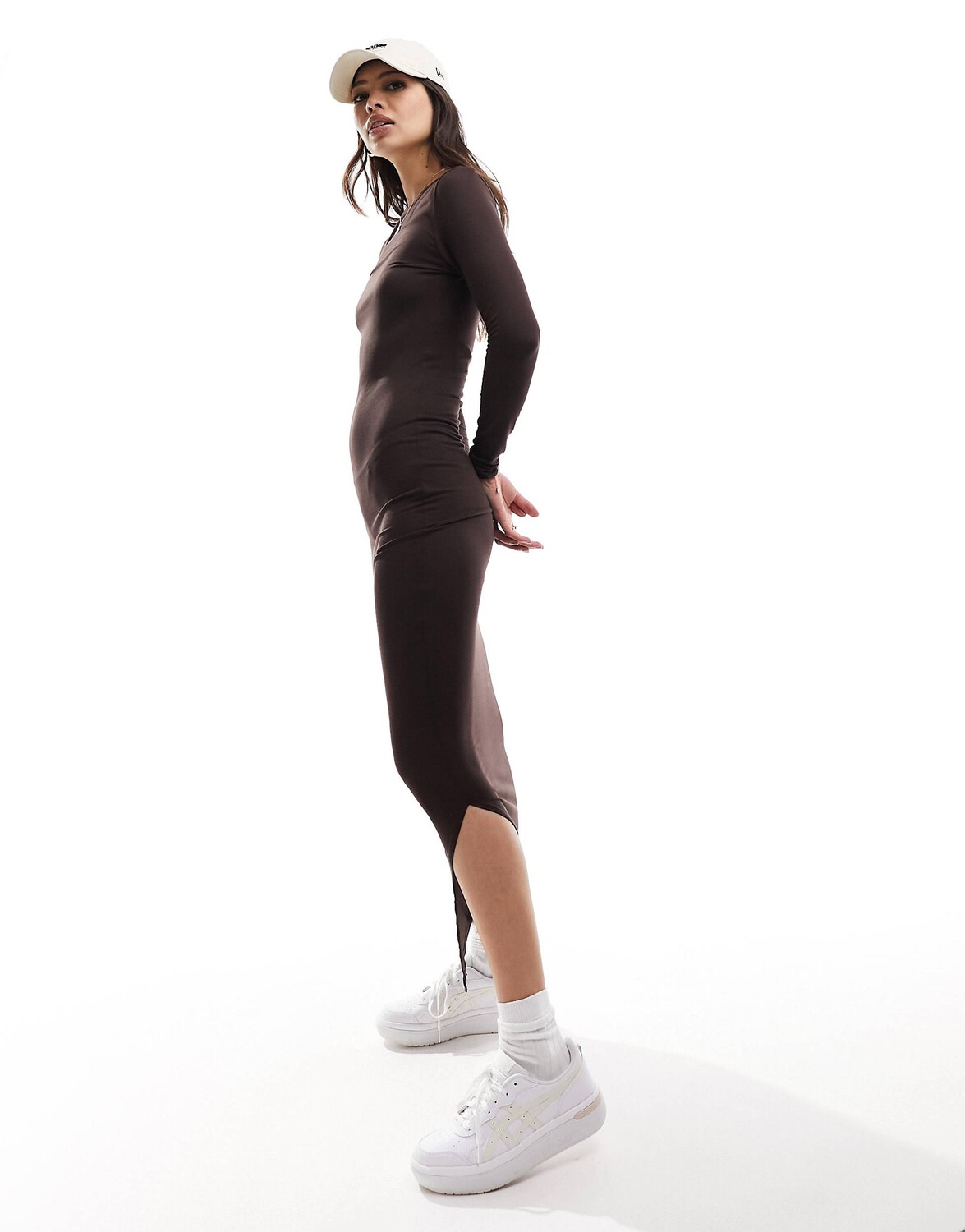 

Платье макси Vero Moda Aware Jersey With Side Split, темно-коричневый