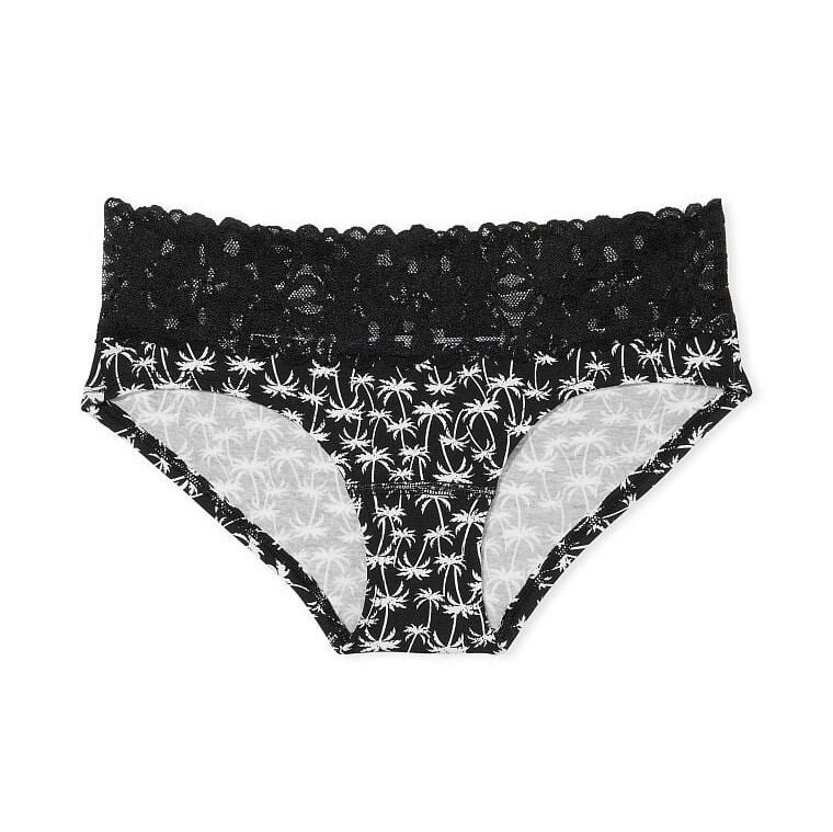 

Трусы Victoria's Secret Lace Waist Cotton Hiphugger, черный