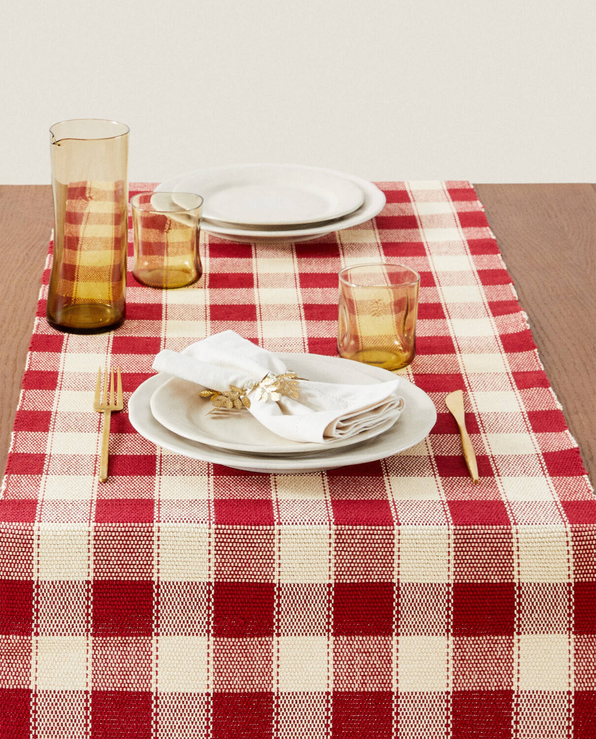 

Скатерть Zara Home Christmas Check, 50 x 160 см, красный