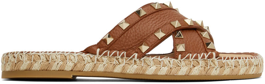 

Светло-коричневые шлепанцы Rockstud Espadrille Valentino Garavani