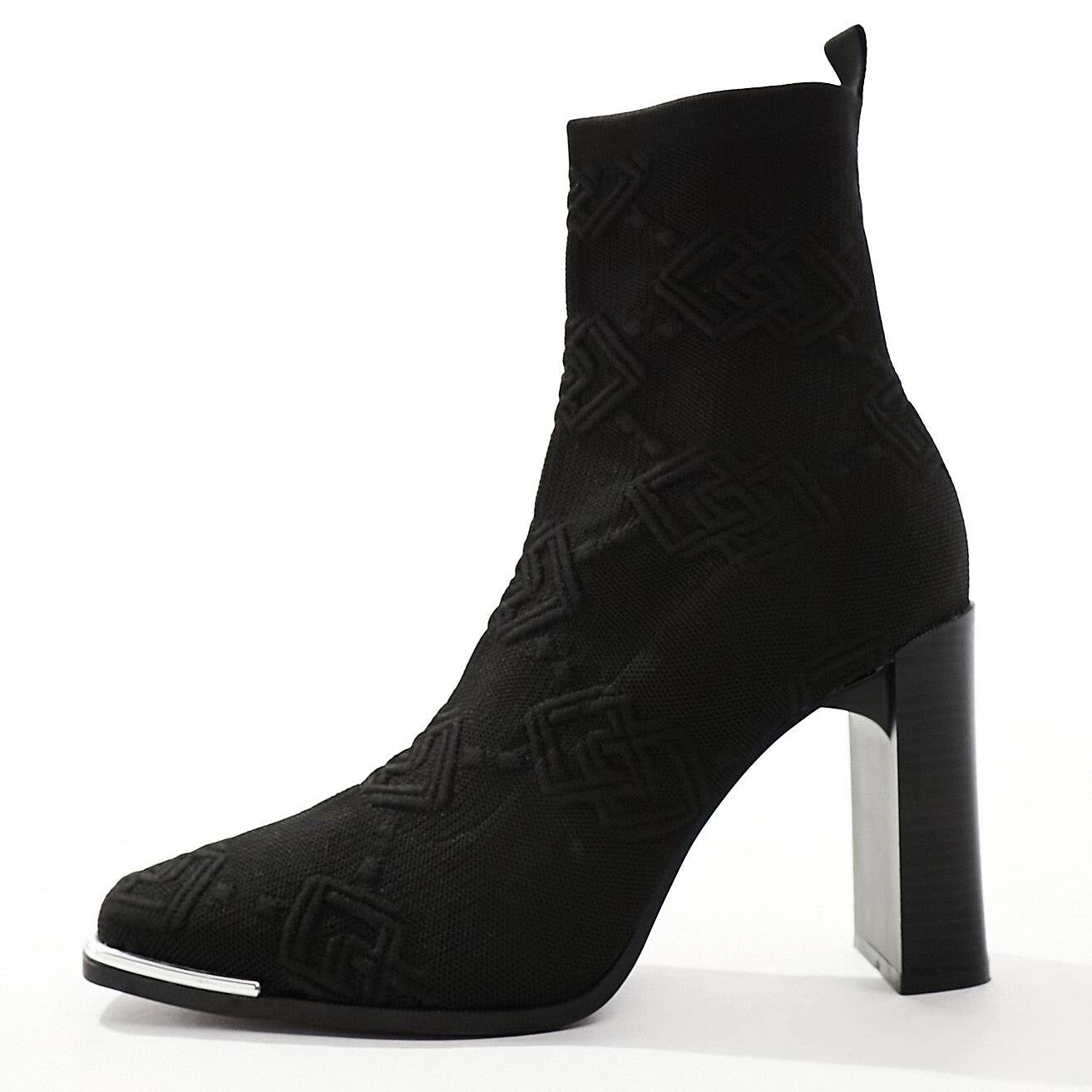 

Ботильоны Asos Design Heeled Chelsea In Knit, черный