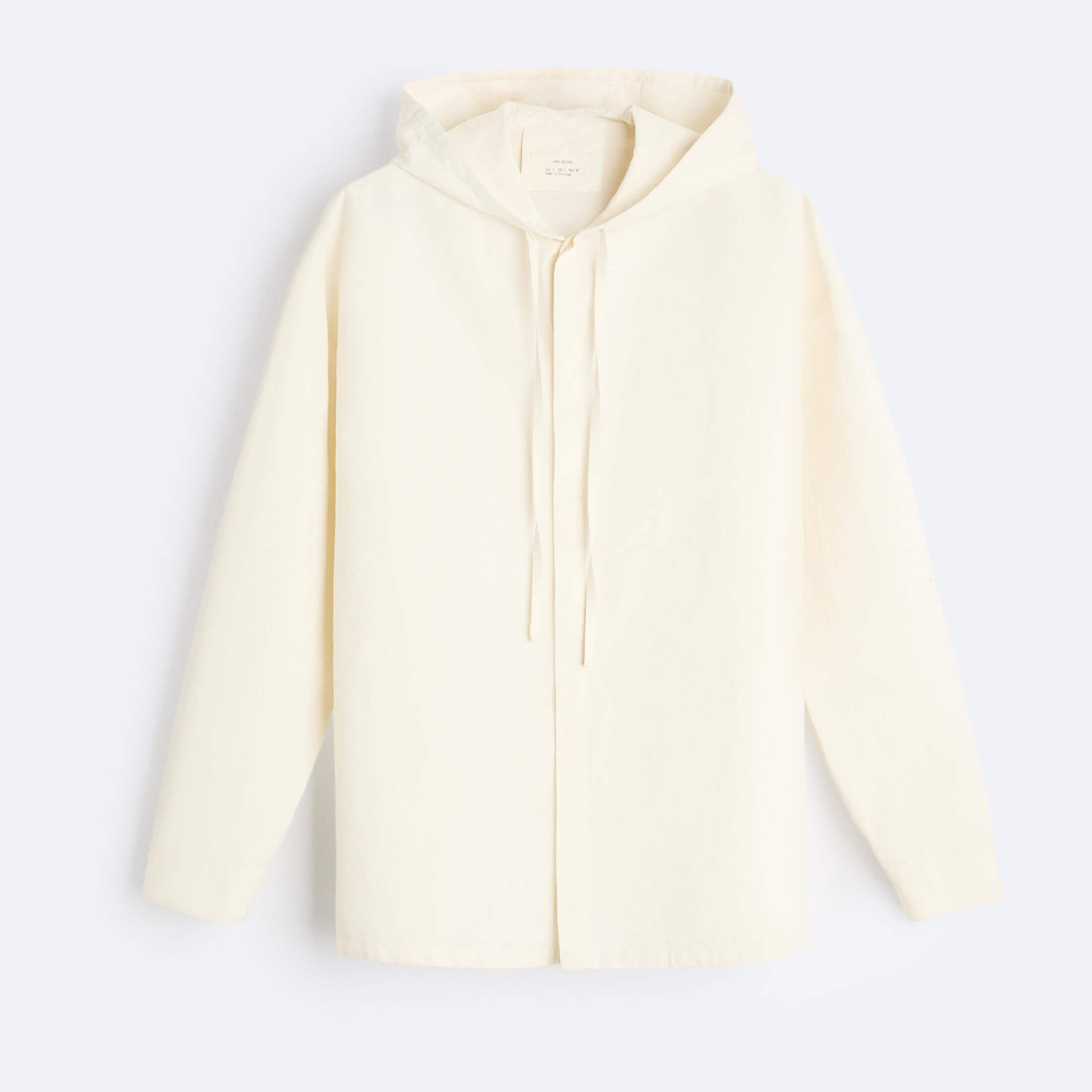 Рубашка верхняя Zara Relaxed-fit Hooded, светло-бежевый рубашка женская из хлопка и льна блузка свободного покроя в ретро стиле с рукавами фонариками средней длины лето