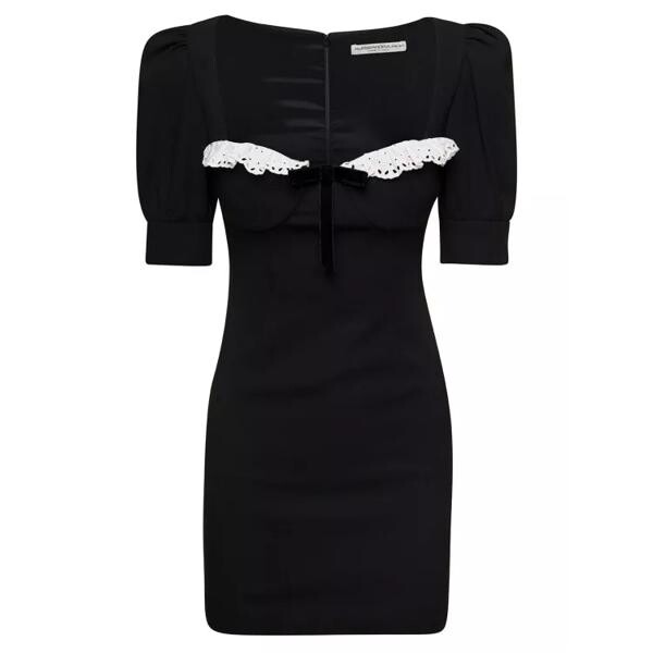 

Платье mini dress with lace detail on the front in Alessandra Rich, черный