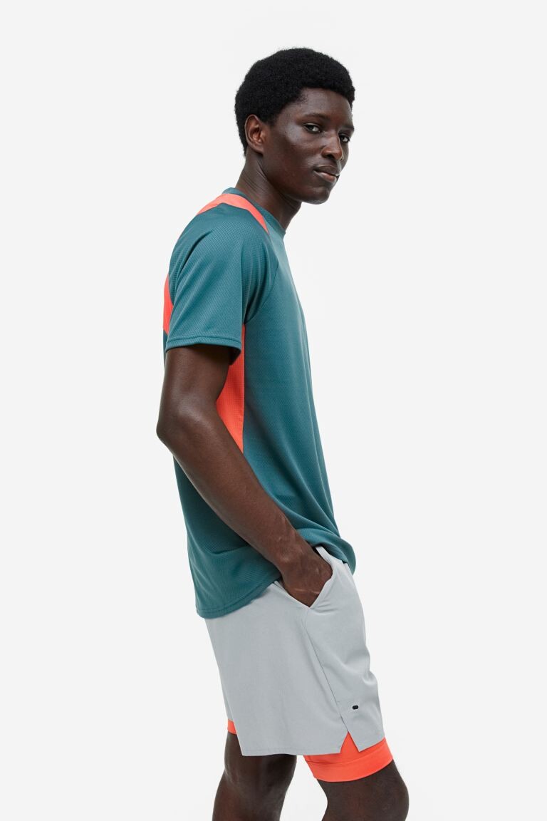 

Спортивная рубашка DryMove H&M, темно-бирюзовый/коралловый