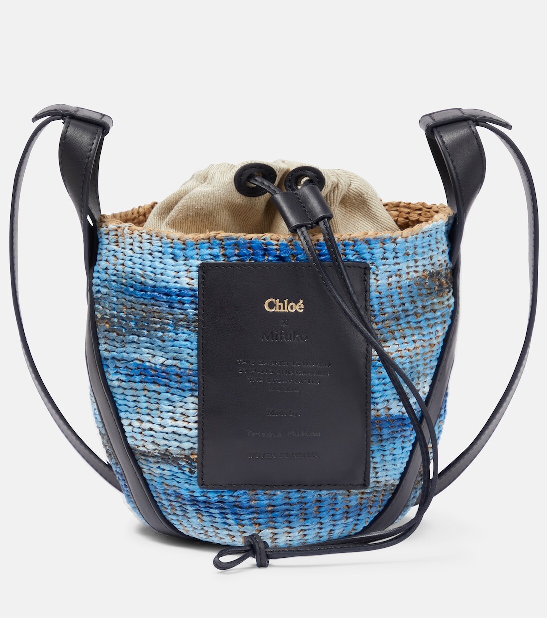 

Сумка-ведро из льна и рафии с принтом тай-дай Chloé, разноцветный