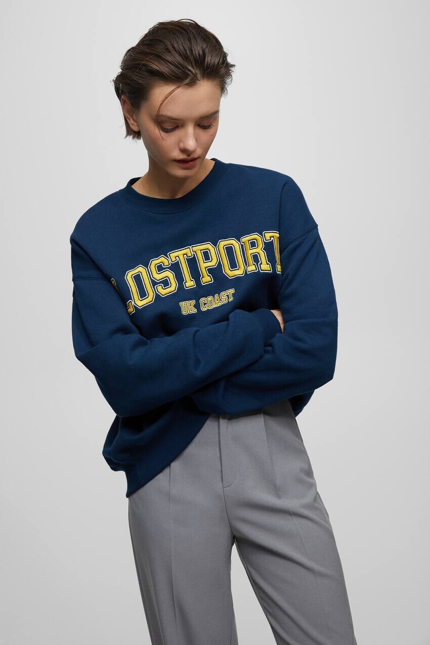 

Университетская толстовка Pull&Bear, темно-синий