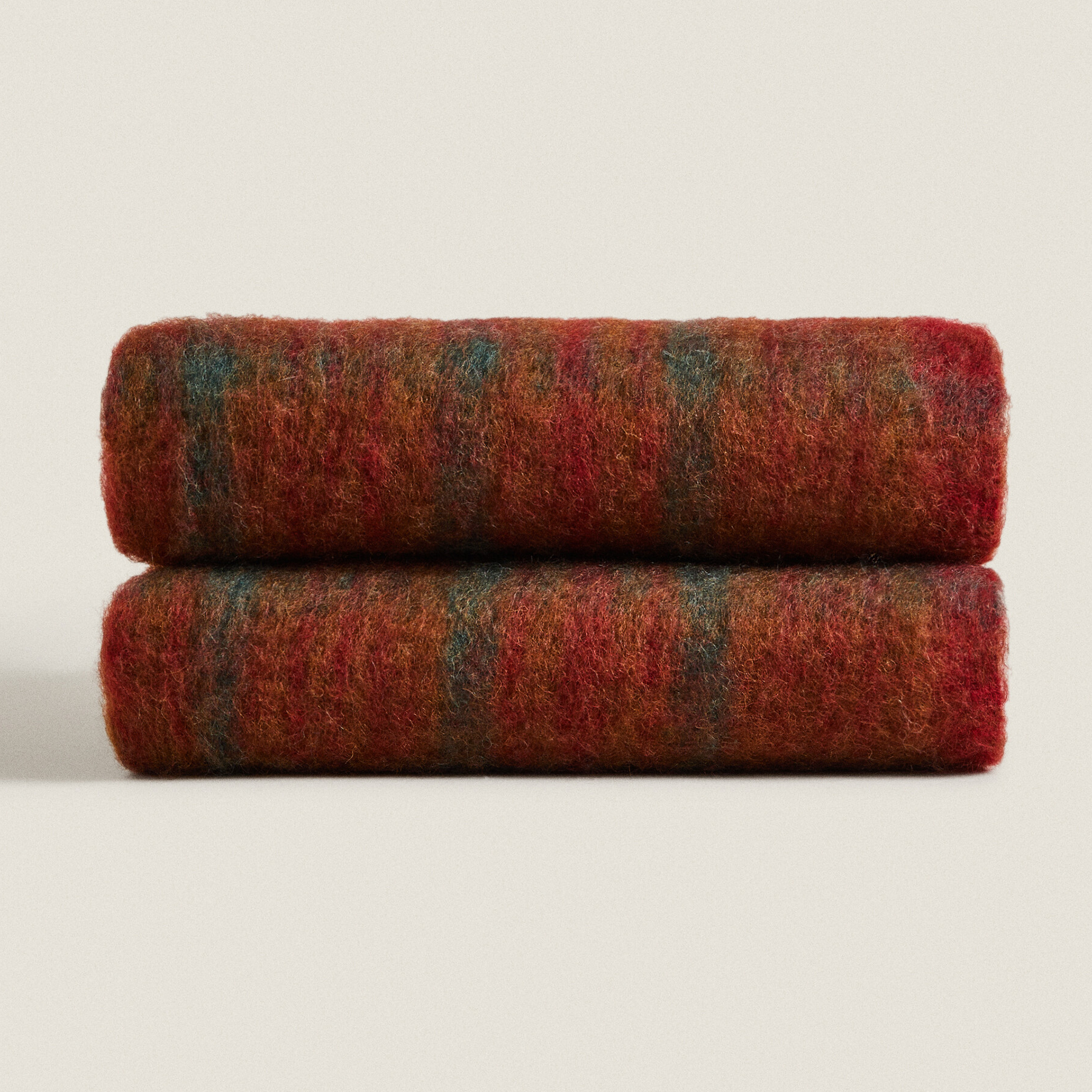 Плед Zara Home Carded Wool, красный/мультиколор плед zara home piqué wool