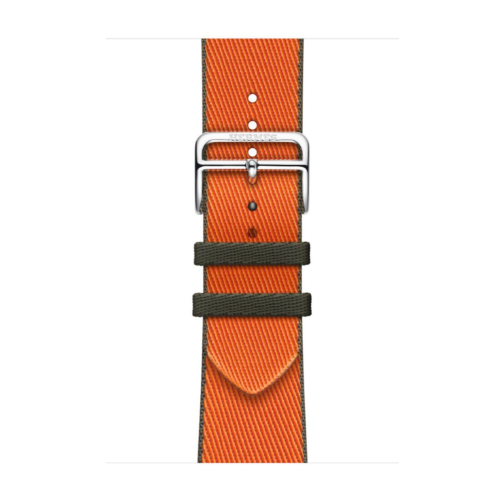 Ремешок для часов Apple Hermes 45 мм, Twill Jump Single Tour, Orange/Kaki