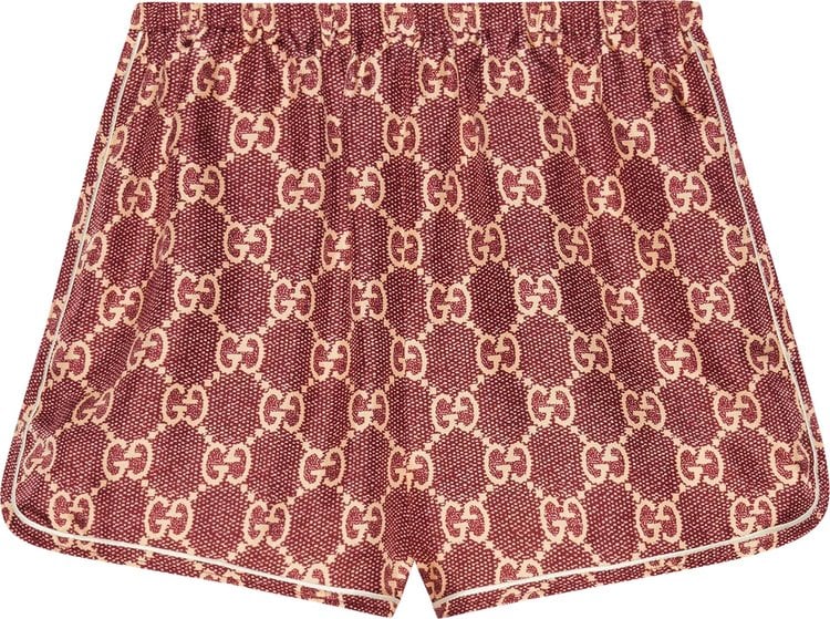 Шорты Gucci GG Supreme Print Silk Shorts Red, красный - фото