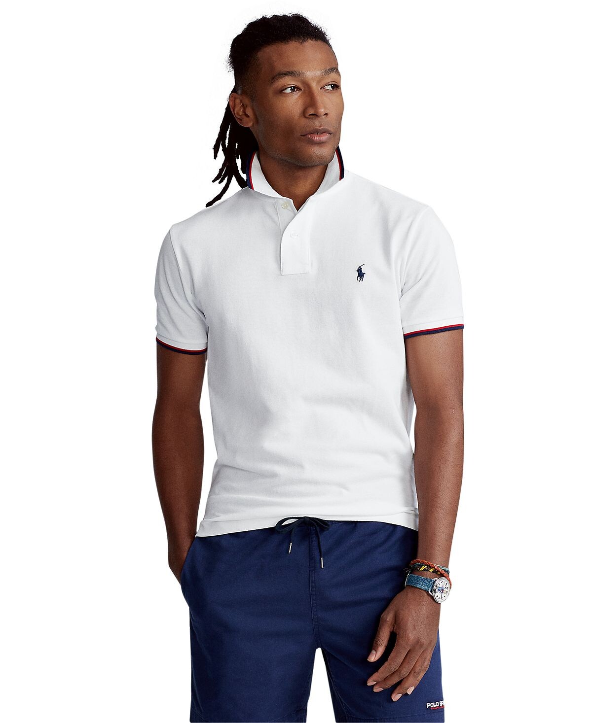 

Мужская сетчатая рубашка поло классического кроя Polo Ralph Lauren, белый