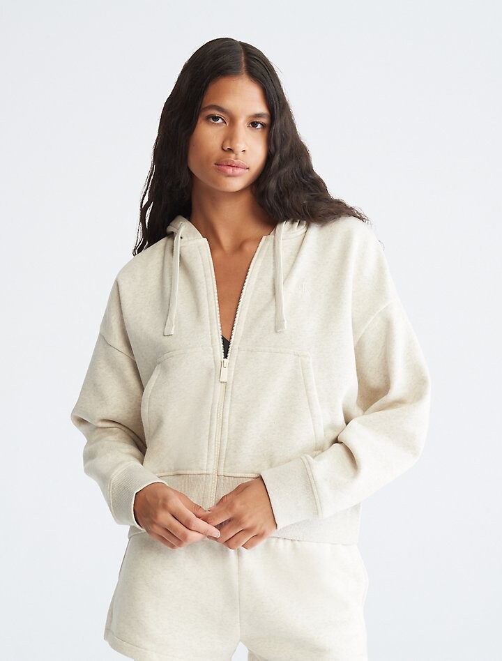 

Худи на молнии из флиса с логотипом Archive Calvin Klein, Серый