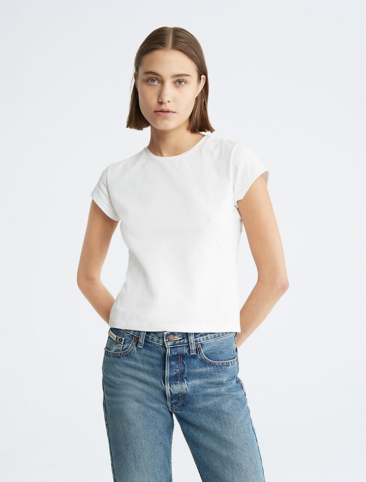 

Футболка из гладкого хлопка стрейч Calvin Klein, белый