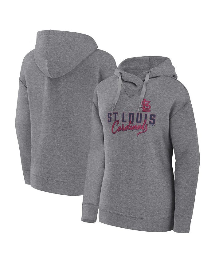 

Женский пуловер с капюшоном с фирменным логотипом Heather Grey St. Louis Cardinals Script Favorite Fanatics, серый