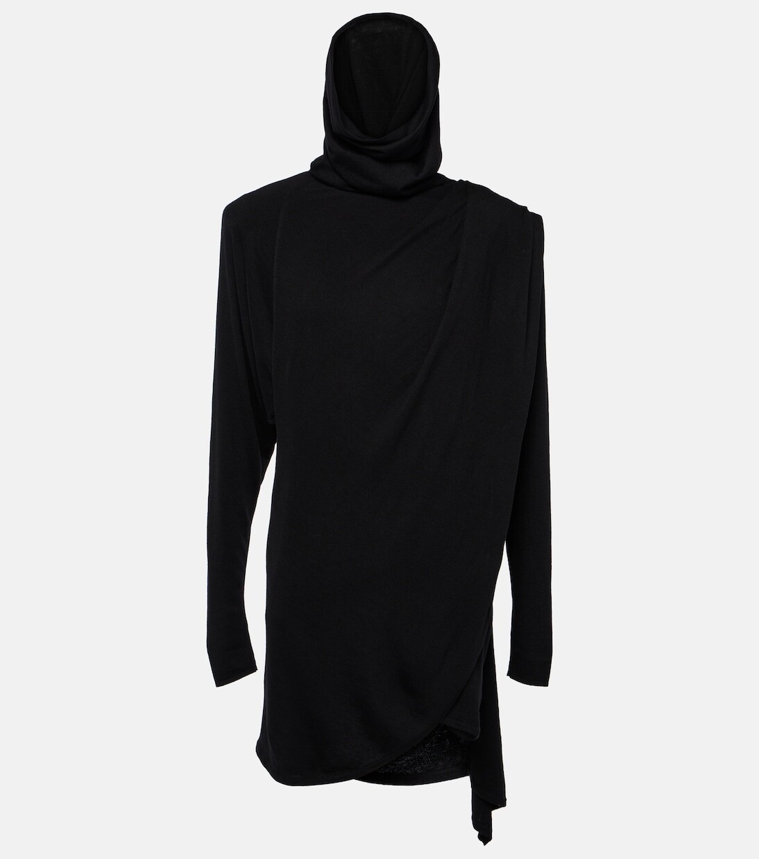 

Мини-платье из шерсти с капюшоном Saint Laurent, черный
