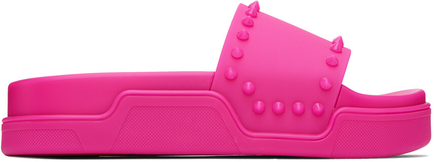 

Christian Louboutin Розовые шлепанцы с заклепками для бассейна Super Pool