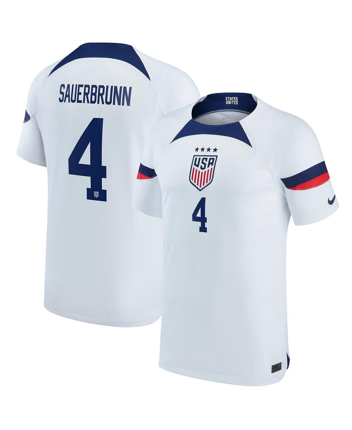 

Мужская футболка becky sauerbrunn blue uswnt 2022/23 home breathe stadium replica player jersey Nike, синий