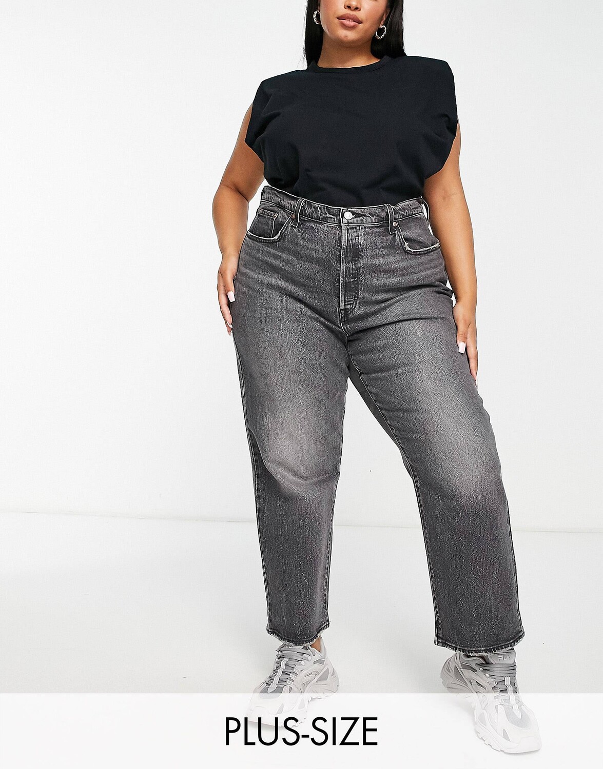 

Черные джинсы прямого кроя в рубчик Levi's Plus