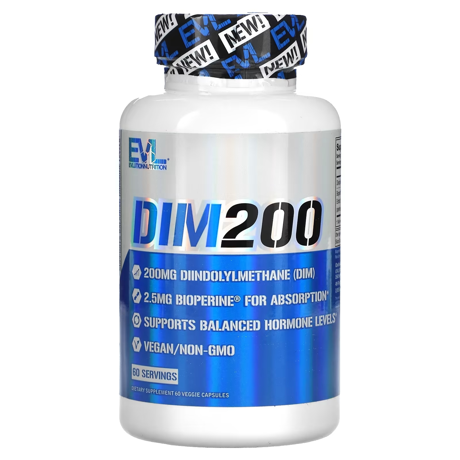 EVLution Nutrition DIM 200 200 mg, 60 вегетарианских капсул zhou nutrition dim active комплекс для гормонального баланса 60 вегетарианских капсул