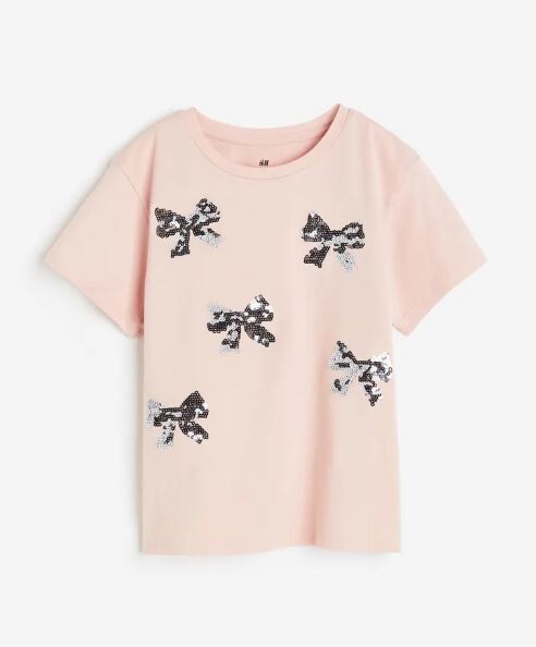 

Футболка с принтом банты H&M Bows, светло-розовый