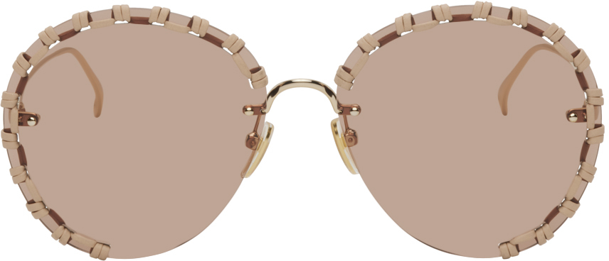 Золотые плетеные солнцезащитные очки Chloé