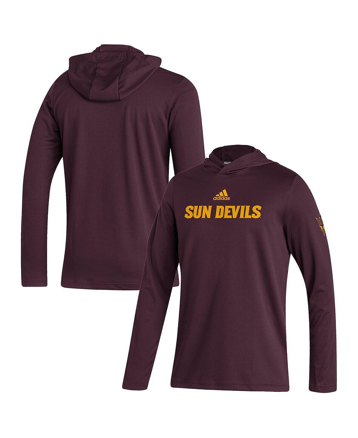 

Мужская футболка с капюшоном с длинным рукавом maroon arizona state sun devils stadium wordmark heat.rdy adidas