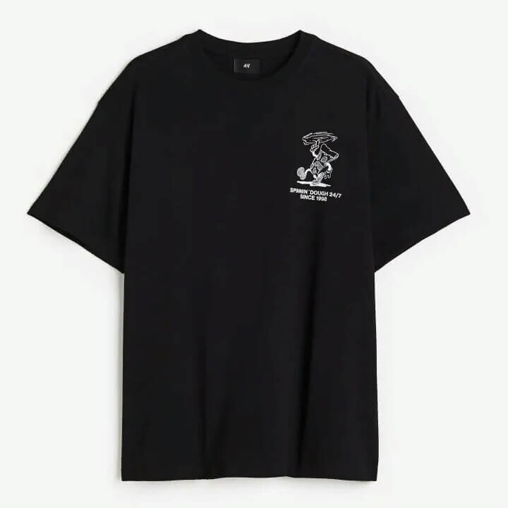 

Футболка с принтом H&M Pizza Slice Relaxed Fit, черный
