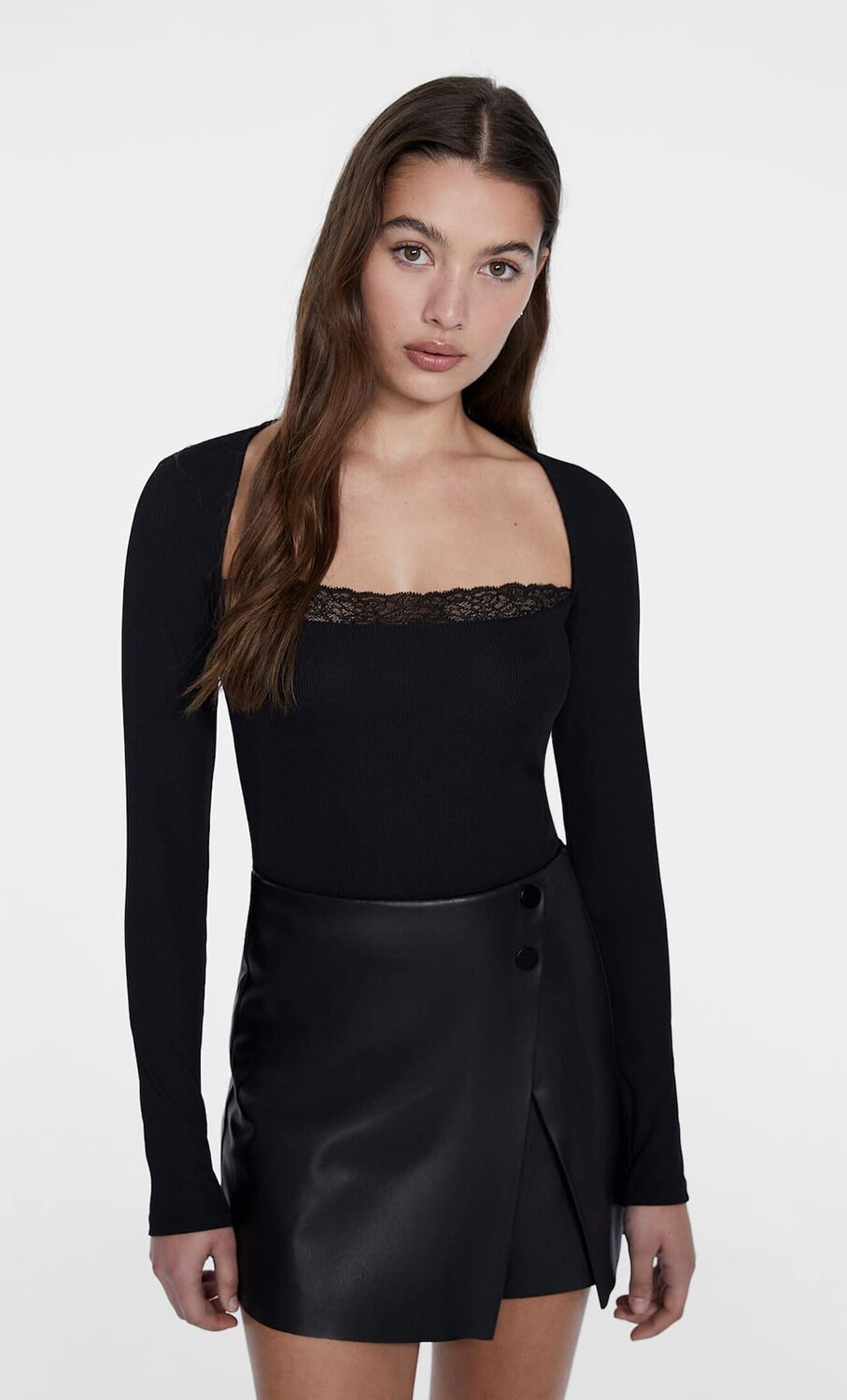 

Кружевной топ Stradivarius, черный