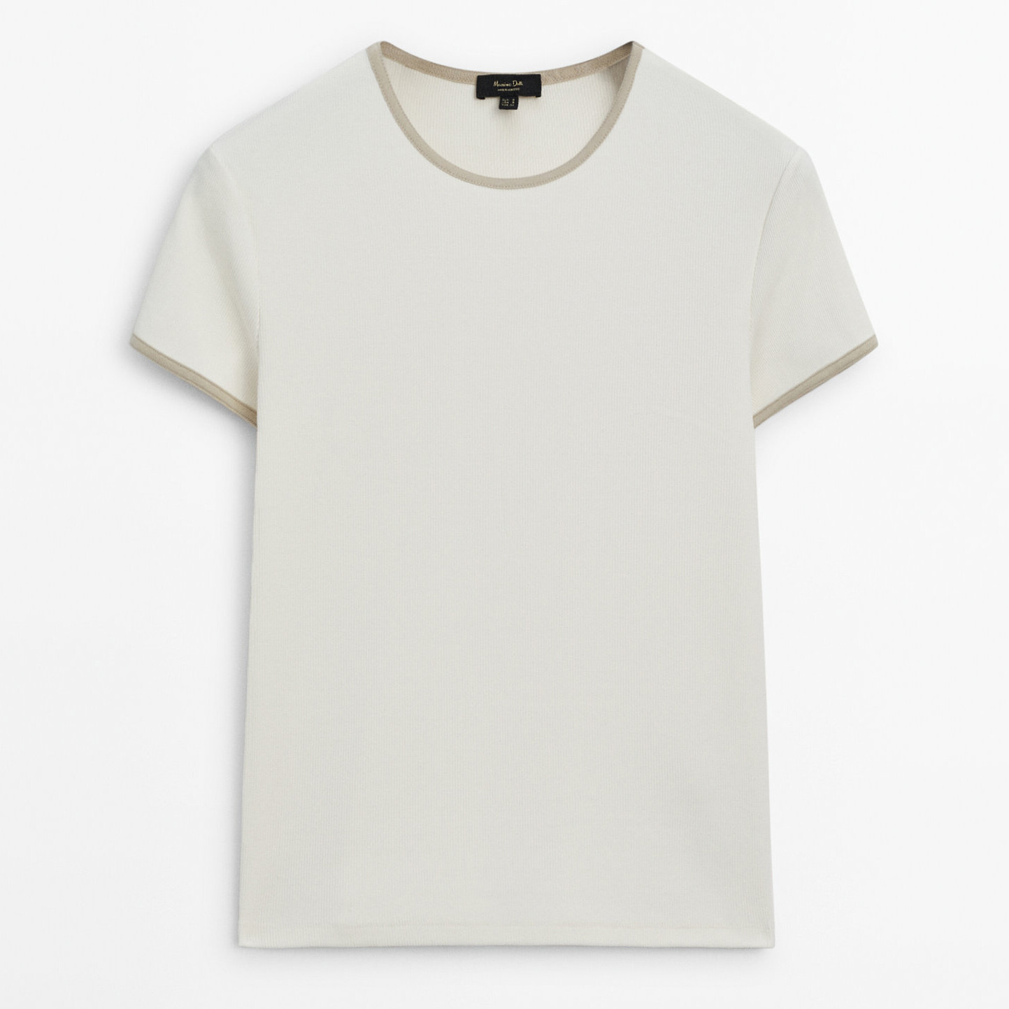 

Футболка Massimo Dutti Short Sleeve Contrast, кремовый