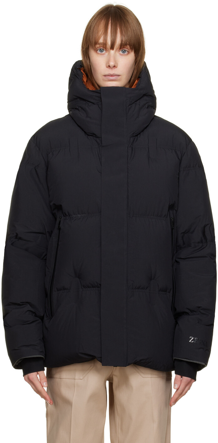 

Черный ламинированный пуховик ZEGNA