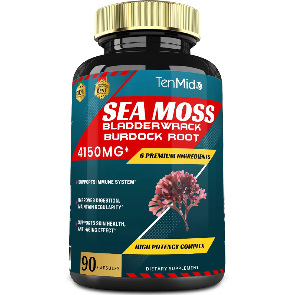 Мультивитамины Tenmido Organic Irish Sea Moss Capsules, 4150мг, 90 капсул органический порошок nutricost ирландского морского мха 454 г