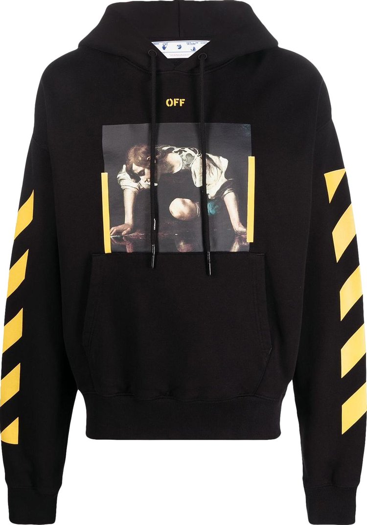 Худи Off-White Caravaggio Print Hoodie 'Black/Yellow', черный - фото