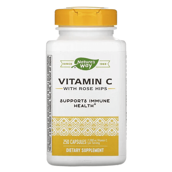 Витамин С с шиповником 500 мг 250 капсул, Nature's Way nature s way витамин с с плодами шиповника 500 мг 250 капсул