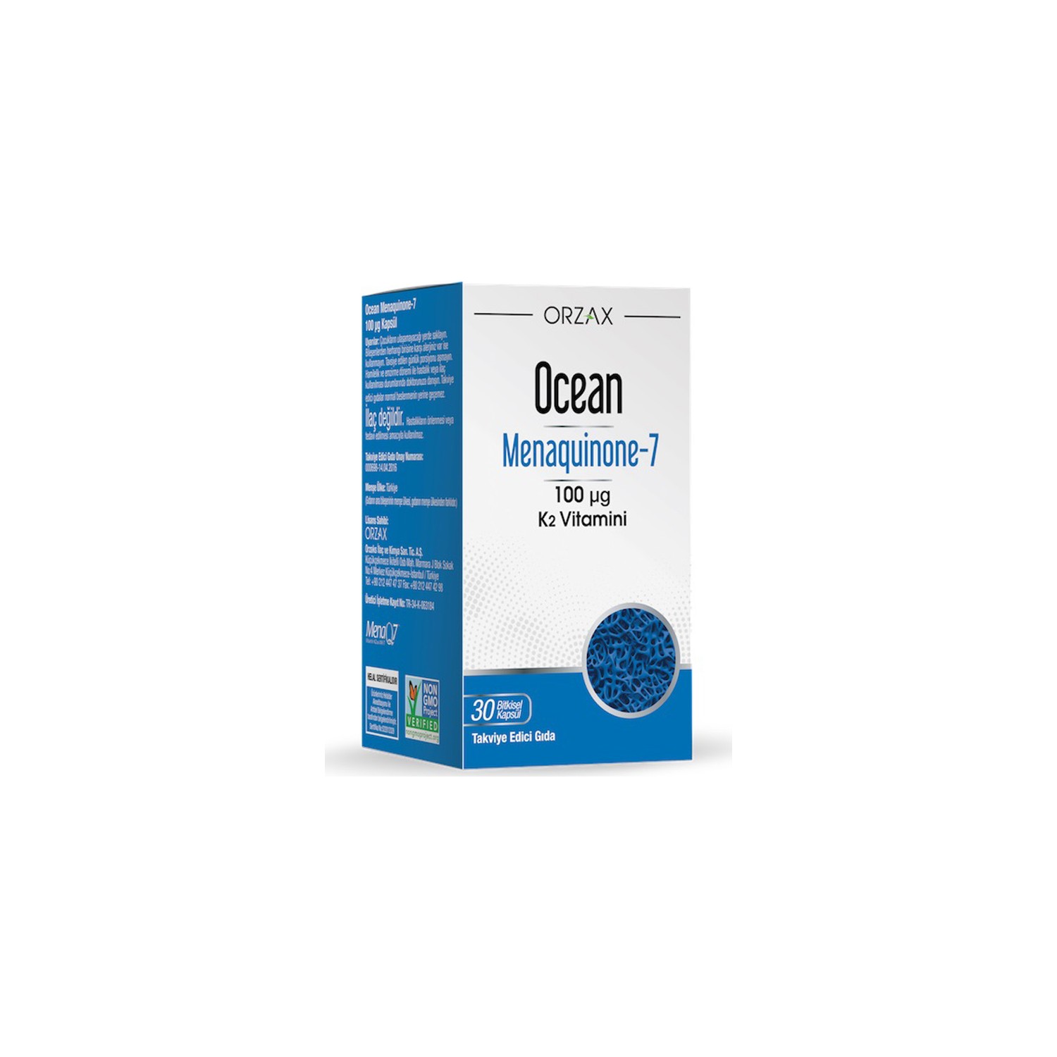 Пищевая добавка Orzax Ocean Mk-7 Vitamin К2 100 мкг, 30 капсул now foods mk 7 витамин k2 100 мкг 120 капсул в растительной оболочке