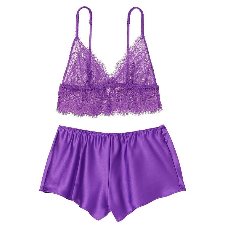 

Пижама Victoria's Secret La Fleur Lace Bralette, фиолетовый