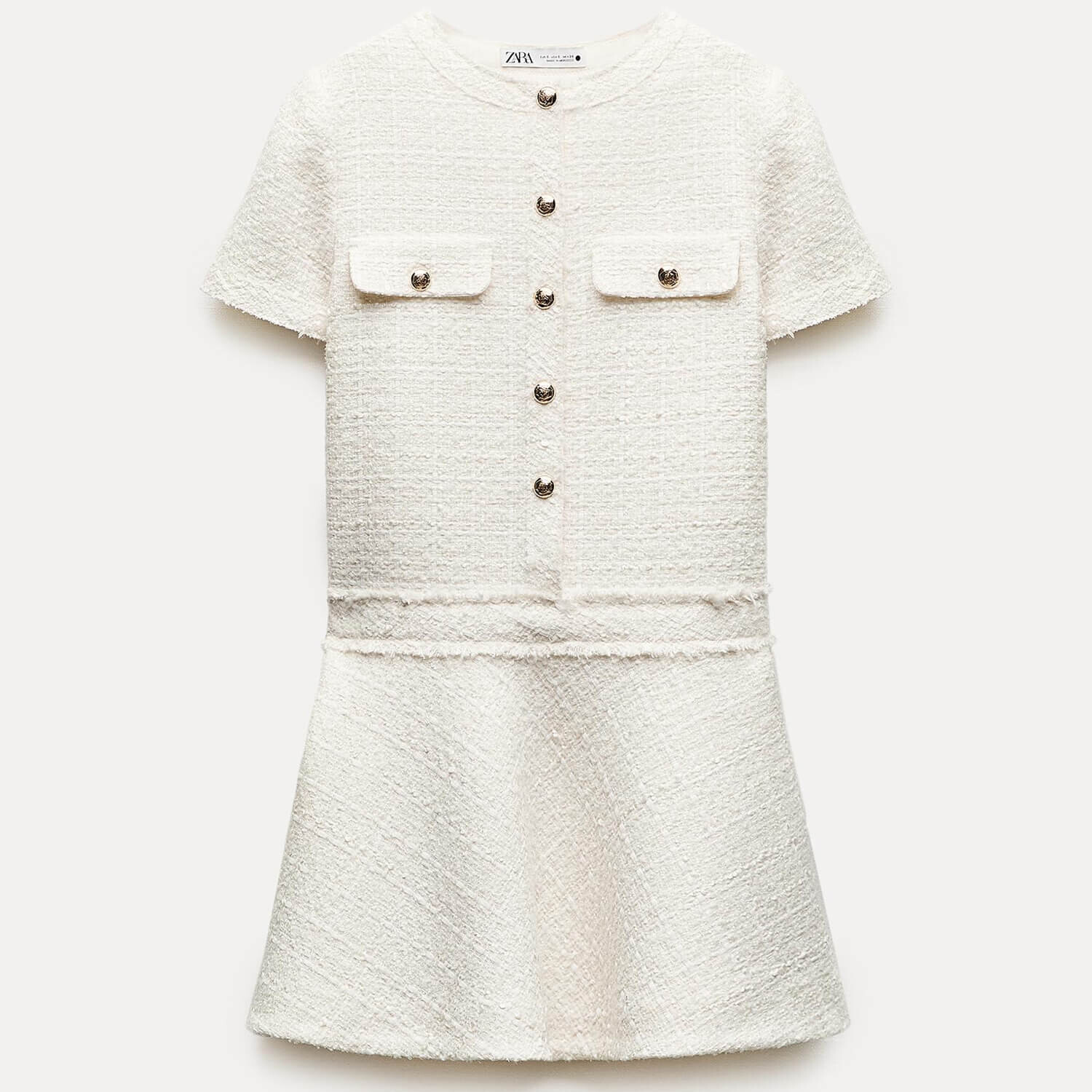 Платье Zara Zw Collection Short Textured, светло-бежевый