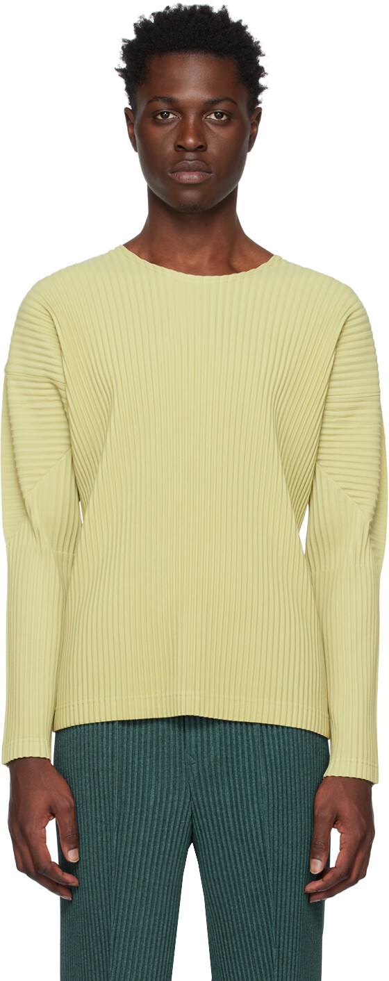 

Бежевая футболка с длинным рукавом Monthly Color January Homme Plissé Issey Miyake, Бежевый