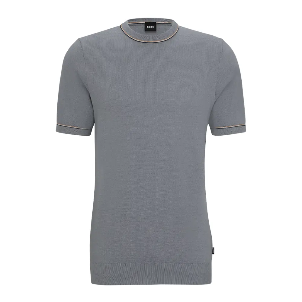 

Свитер с коротким рукавом Boss With Crew Neckline In Piqué Fabric, серый