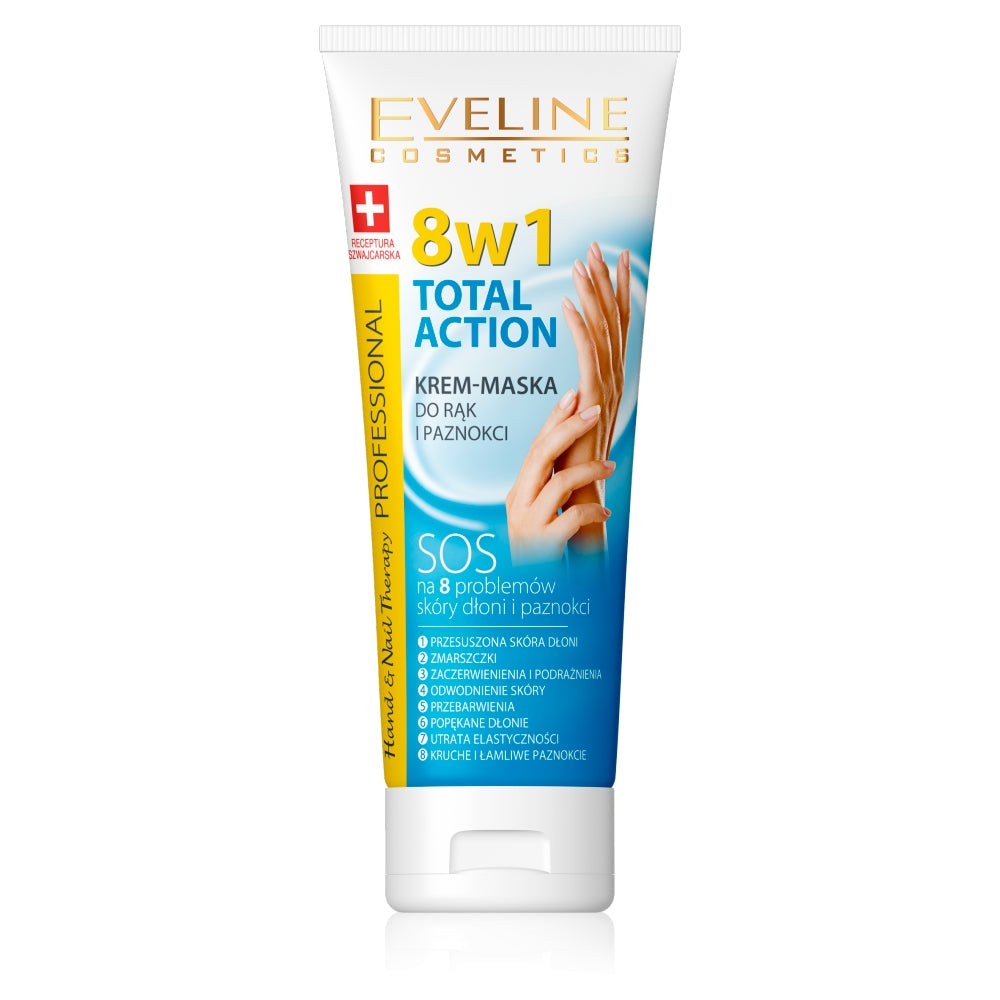 Eveline Cosmetics Hand&Nail Therapy Total Action Крем-маска 8в1 для рук и ногтей 75мл маска для рук sofiprofi мультивитаминная крем маска для рук и ногтей апельсин