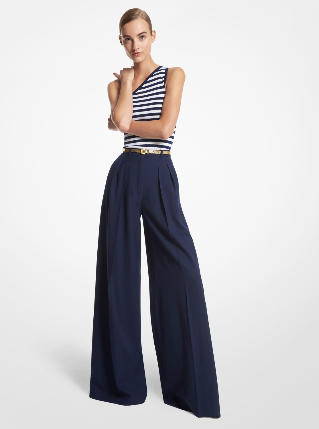 

Брюки-палаццо Michael Kors Collection Tissue Wool Gabardine, синий