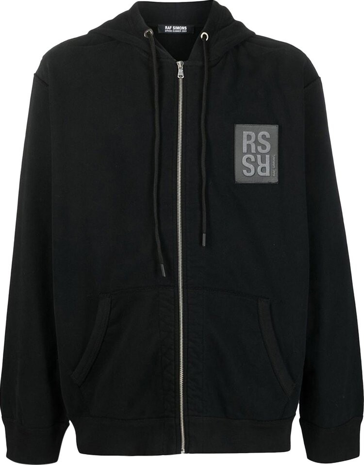 

Худи Raf Simons Zipped Hoodie With RS Hand Signs On Sleeves 'Black', черный