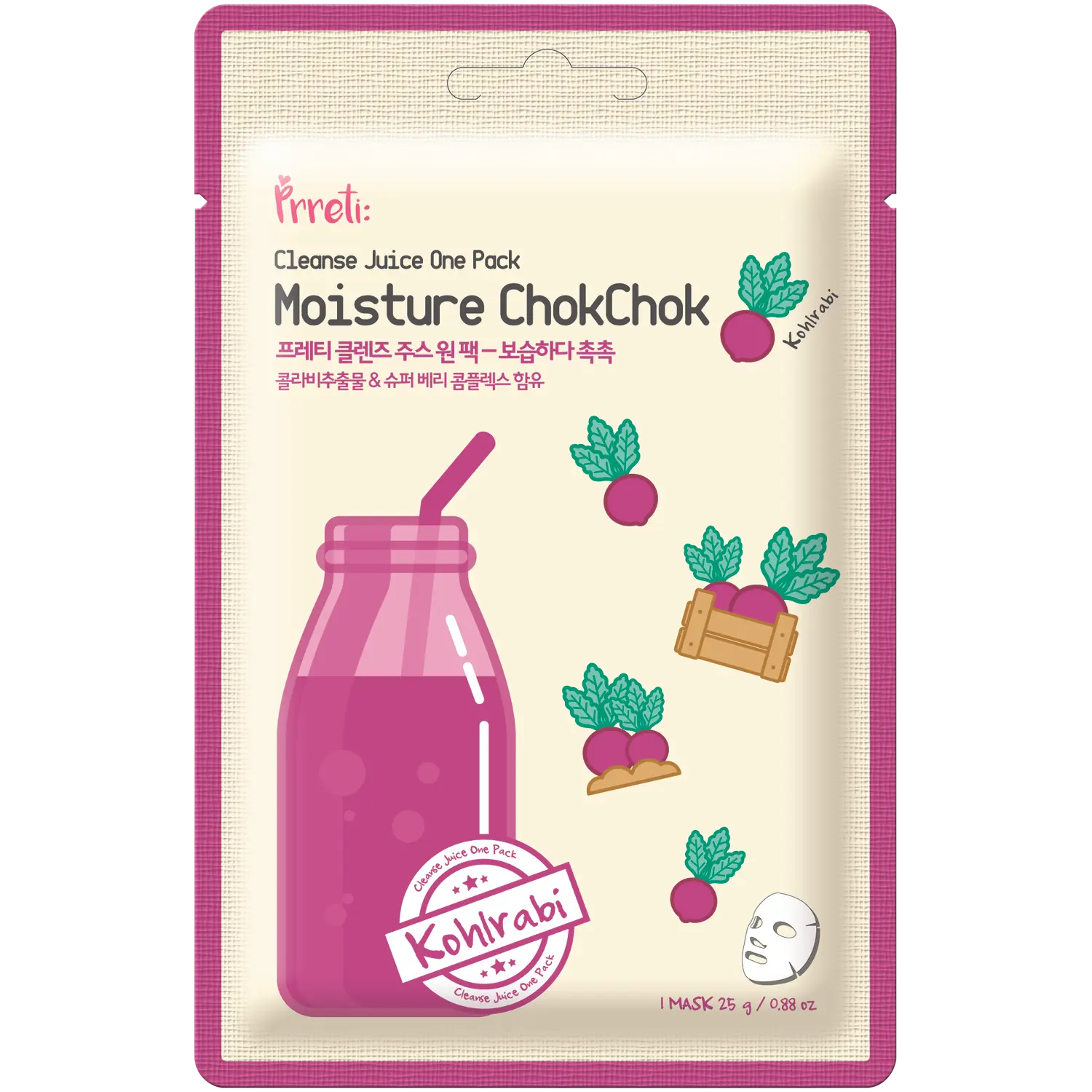 

Prreti Skin Smoothie увлажняющая маска для лица с красной кольраби, 1 шт.